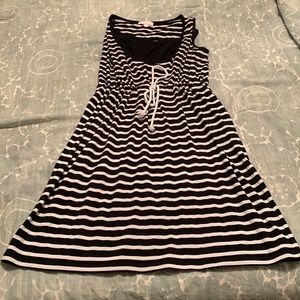 Black and white striped breastfeeding dress. Very flattering and comfortable!